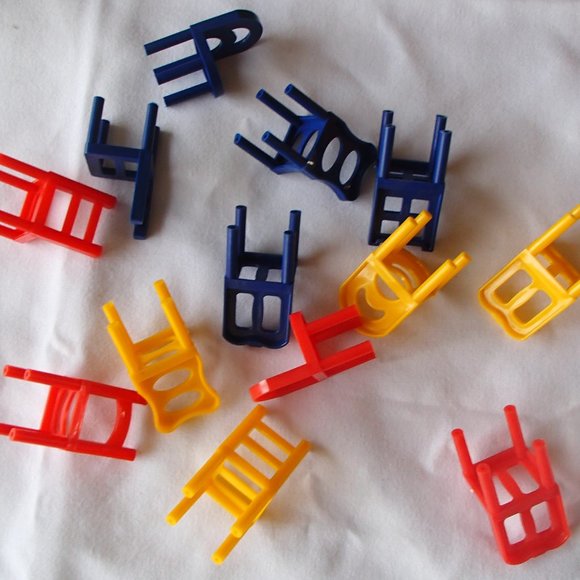 Dollhouse Mini 13 Plastic Chairs Nursery Room Child Size Red Blue Yellow… - Picture 16 of 16